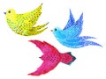 Set free birds flying pattern minimal watercolor painting