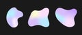 Set of Freeform or irregular blob. Collection of abstract amoeba. Holographic elements for design decoration. Vector