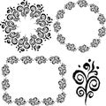 Set of freehand drawings decorative floral borders from vintage design element Royalty Free Stock Photo