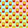 Set of french fries seamless pattern background. Fast food pattern