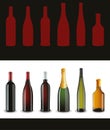 Set of french wine bottles Royalty Free Stock Photo