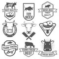 Set of fresh beef labels. Butchery shop emblems. Design element