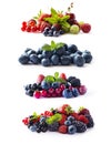 Set of fresh berries isolated a white. Currant, raspberry, cherry, strawberry, gooseberry, mulberry, bilberry, blueberry. Royalty Free Stock Photo