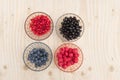 Set fresh berry. Mix summery fruit raspberry, redcurrant, blueberry, blackberry Royalty Free Stock Photo