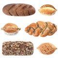 Set of fresh bread on white background Royalty Free Stock Photo
