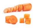 Set of fresh chopped carrots Royalty Free Stock Photo