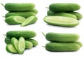 Fresh set of Cucumber isolated on white background Royalty Free Stock Photo