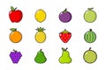 set of fresh fruits collection vector element design Royalty Free Stock Photo