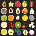 Set of fresh hand drawn exotic fruits and products.