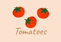 Set of fresh healthy red tomatoes made in flat style. Great for design of healthy lifestyle or diet.
