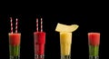 Set of fresh healthy smoothie with isolated on black background Royalty Free Stock Photo