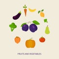 Set of fresh healthy vegetables and fruits made in Royalty Free Stock Photo