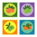 Set of fresh juicy fruit icons Royalty Free Stock Photo