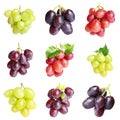 Set of fresh juicy grapes on white