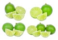 Set of fresh lime isolated on white background Royalty Free Stock Photo