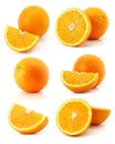 Set of fresh orange fruits isolated on white Royalty Free Stock Photo