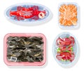 Set of fresh packed seafood
