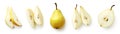 Set of fresh pear isolated on white background Royalty Free Stock Photo