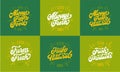 Set of always fresh produst, lettering phrases. Vector illustration stamps.