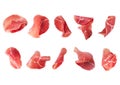 Set of fresh prosciutto ham slices isolated on white background Royalty Free Stock Photo