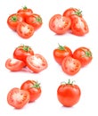 Set fresh red tomato fruits isolated on white Royalty Free Stock Photo