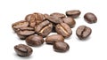 Set of fresh roasted coffee beans isolated on white background. .Coffee beans close up, Espresso dark