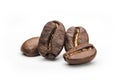 Set of fresh roasted coffee beans isolated on white background. .Coffee beans close up, Espresso dark