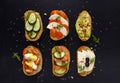 Set of fresh sandwiches snacks Royalty Free Stock Photo