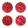 Set of fresh sweet raspberries on white background Royalty Free Stock Photo