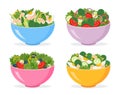 Set of fresh vegetable salads