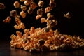 Set of fresh warm salty popcorn with cheese
