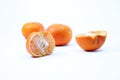Set of fresh whole and cut/half orange and slices Royalty Free Stock Photo