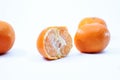 Set of fresh whole and cut/half orange and slices Royalty Free Stock Photo