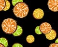 Set of fresh whole, half, cut slice and leaves orange fruit isolated Vector Royalty Free Stock Photo