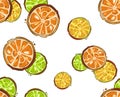 Set of fresh whole, half, cut slice and leaves orange fruit isolated Vector Royalty Free Stock Photo