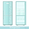 Set of fridge empty with open doors and close doors. flat modern style