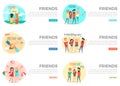 Set of Friends Conceptual Vector Web Banners Royalty Free Stock Photo