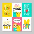 Set of friendship greeting cards for friends, vector illustration EPS10