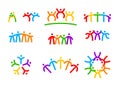 Set of Friendship Icons Society, Unity, Brotherhood and Human Relation Concept with Isolated Colorful People Figures