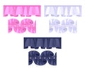Set or frill borders. Colorful ruffles brushes. Royalty Free Stock Photo