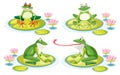 Set of frog on lotus pad Royalty Free Stock Photo