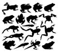 Set of frog silhouettes. Royalty Free Stock Photo