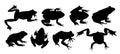 Set of frog silhouettes. Royalty Free Stock Photo