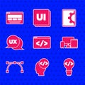 Set Front end development, Monitor, mobile, tablet, Bezier curve, UI UX design, Web and icon. Vector Royalty Free Stock Photo