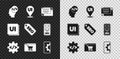 Set Front end development, UI or UX design, Online shopping screen, Web, and SEO optimization icon. Vector Royalty Free Stock Photo