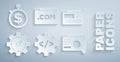 Set Front end development, UI or UX design, Website statistic, and Time money icon. Vector Royalty Free Stock Photo