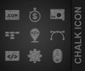 Set Front end development, Website statistic, Computer mouse, Bezier curve, Site map, UI or UX design and icon. Vector Royalty Free Stock Photo