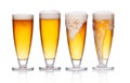 set of frosty glass of light beer with foam on white set of frosty glass of light beer with foam on white .. Royalty Free Stock Photo