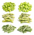 Set of frozen Green Beans cutout on white Royalty Free Stock Photo