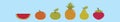 Set of fruit cartoon icon design template with various models. vector illustration isolated on blue background Royalty Free Stock Photo